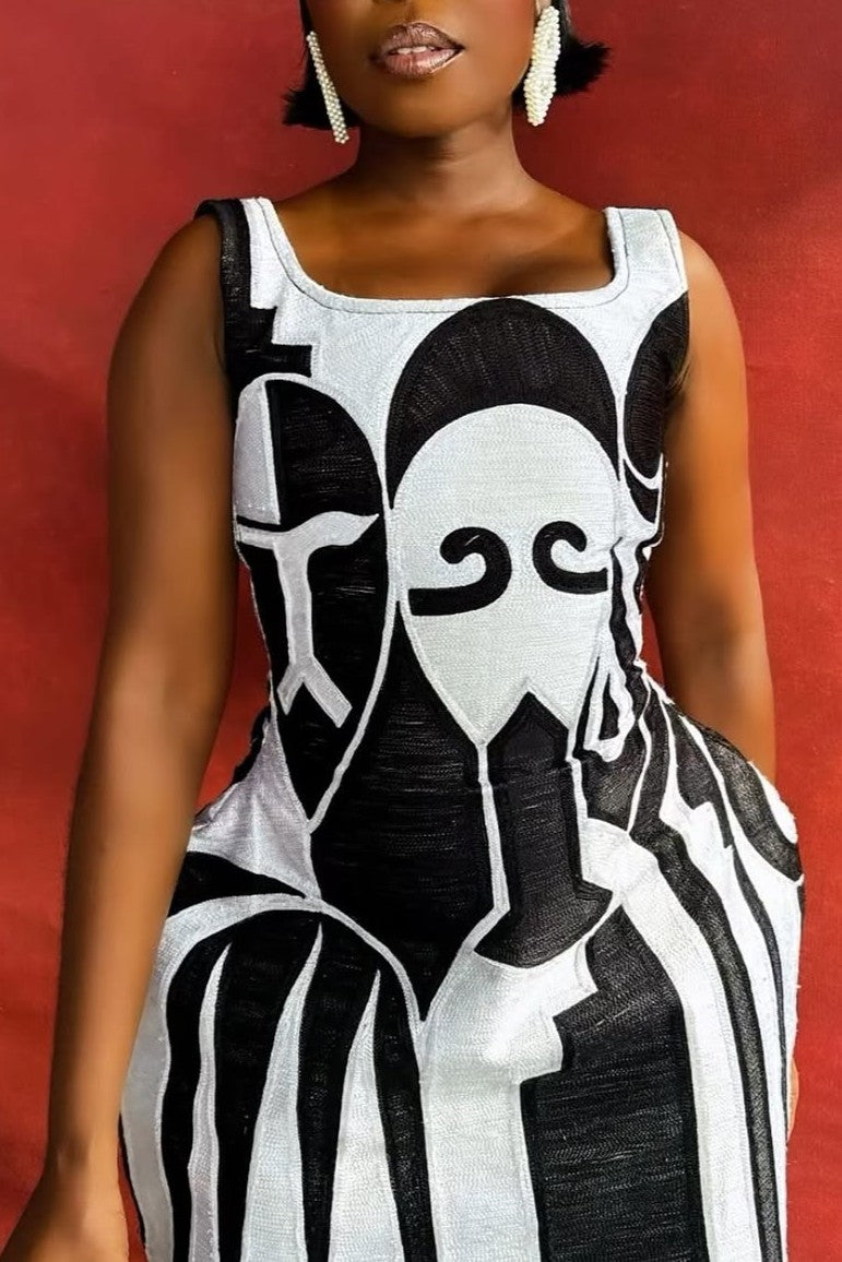 Elegant Black and White Mini Dress