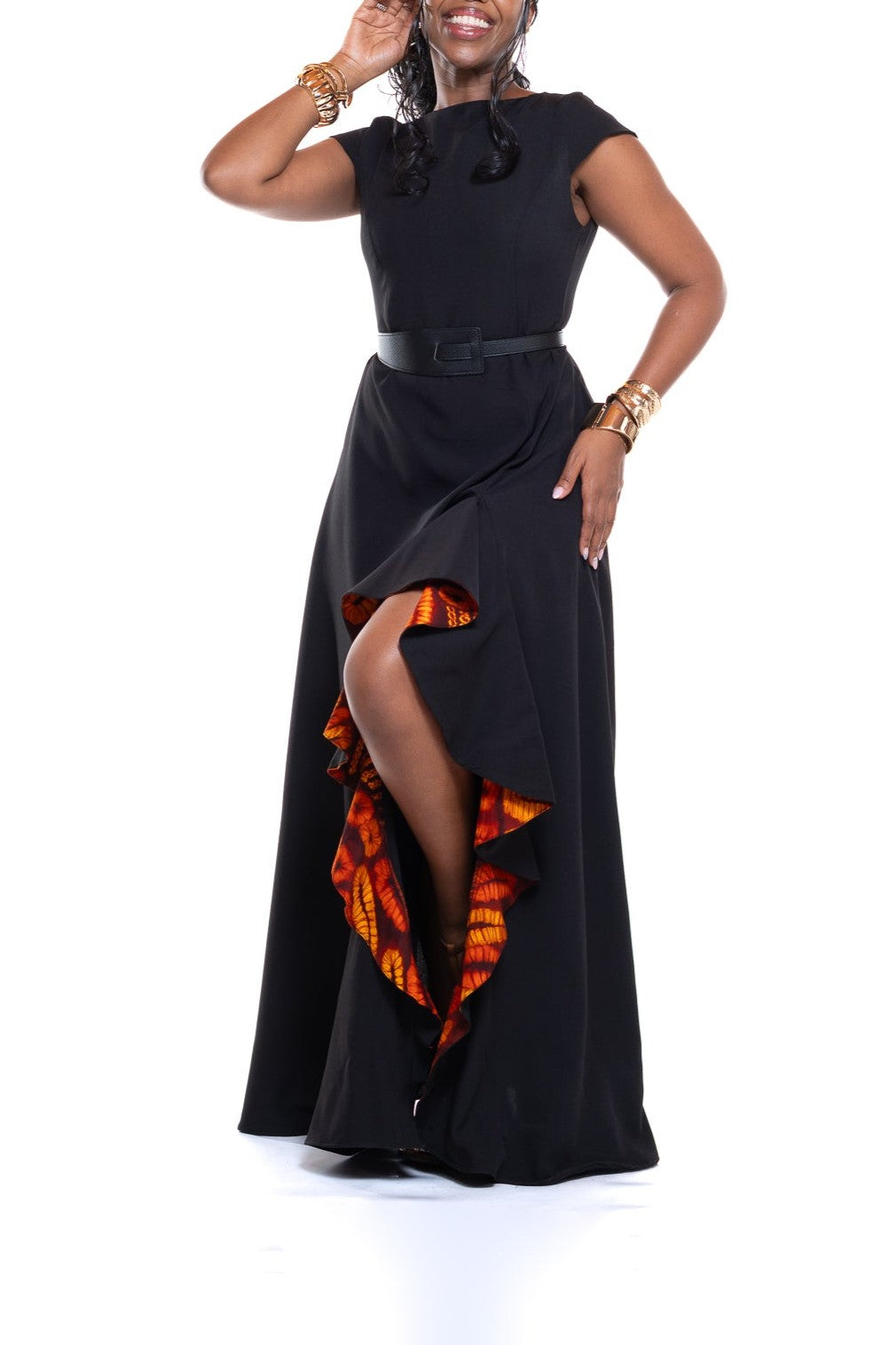 Flame-slit Dance Maxi Dress