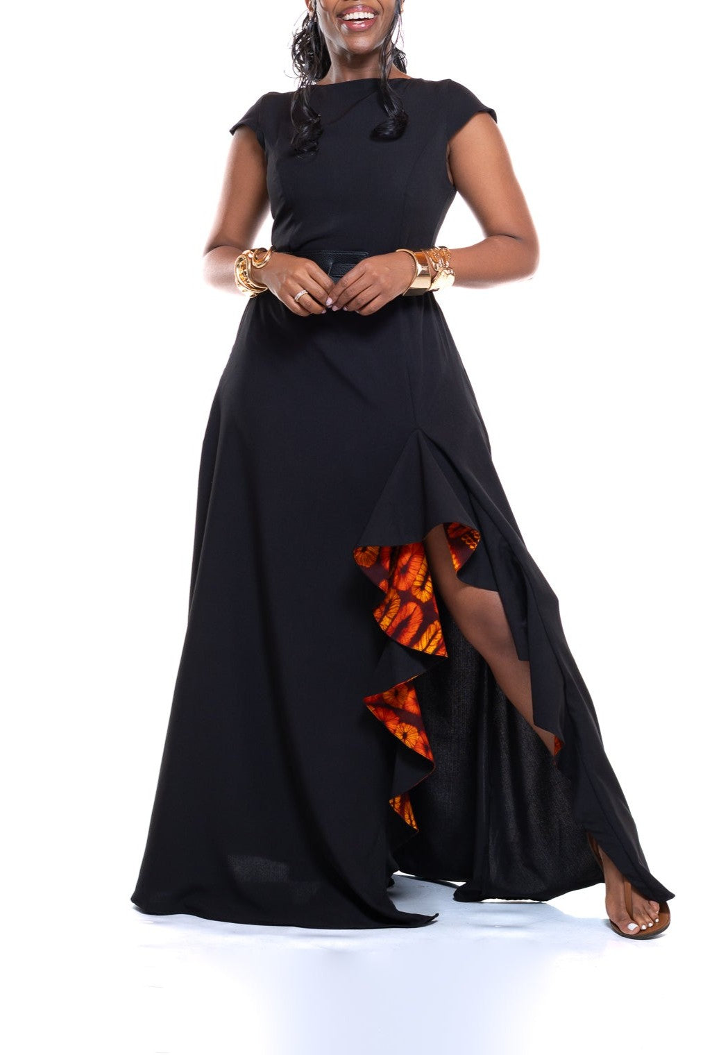 Flame-slit Dance Maxi Dress