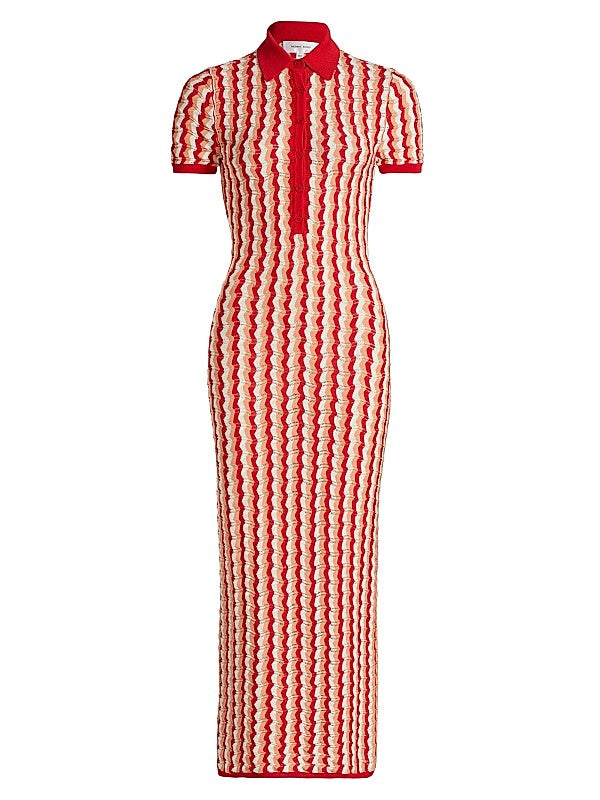 Striped Pointelle-Knit Maxi Dress