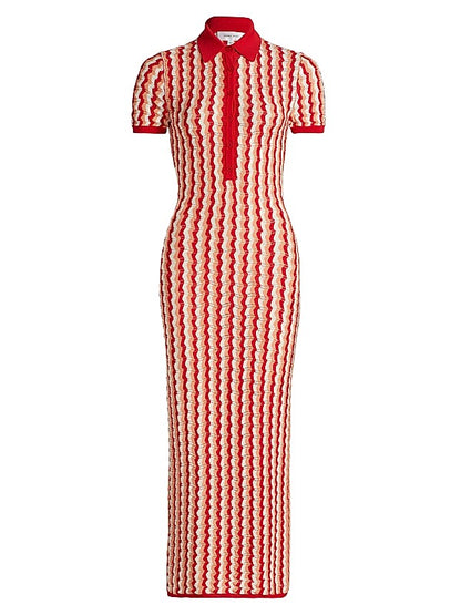 Striped Pointelle-Knit Maxi Dress