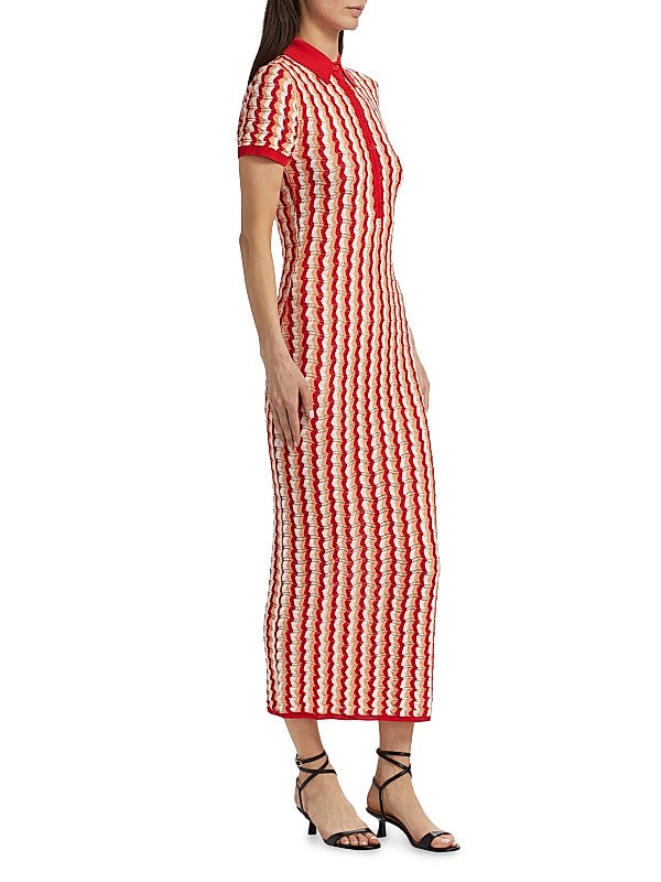 Striped Pointelle-Knit Maxi Dress