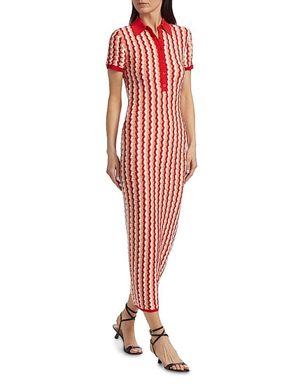 Striped Pointelle-Knit Maxi Dress