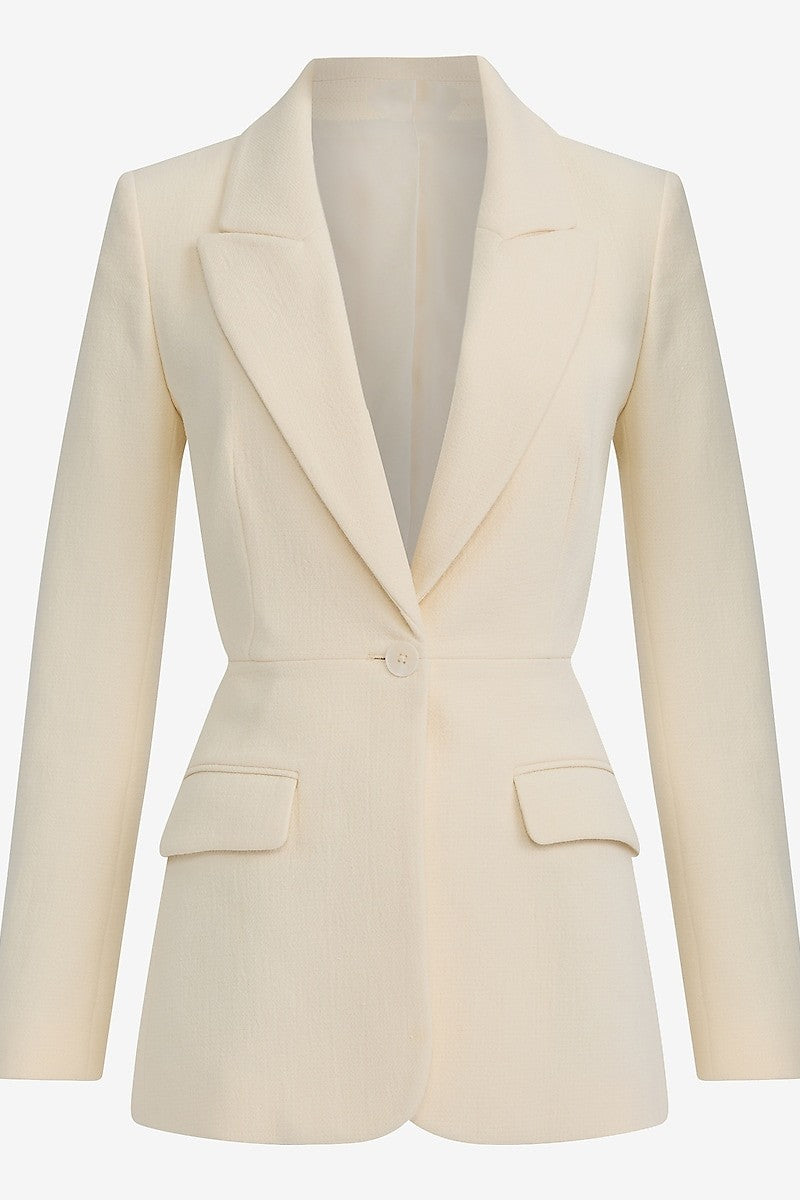 Textured Cutout Long Slim Blazer