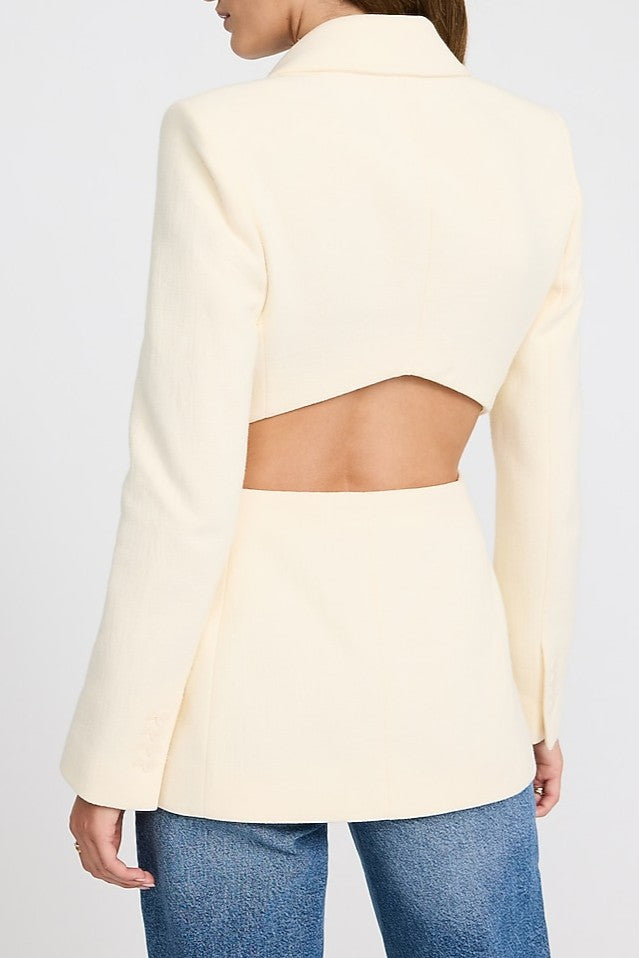 Textured Cutout Long Slim Blazer