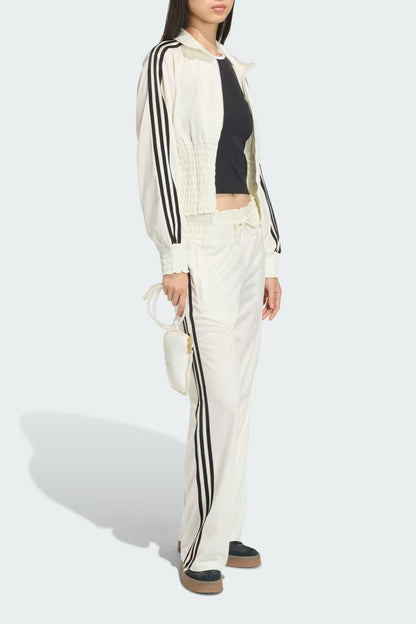 Classic Waist-cinching Top and Wide-leg Pants Set
