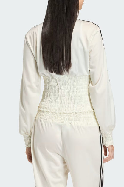 Classic Waist-cinching Top and Wide-leg Pants Set