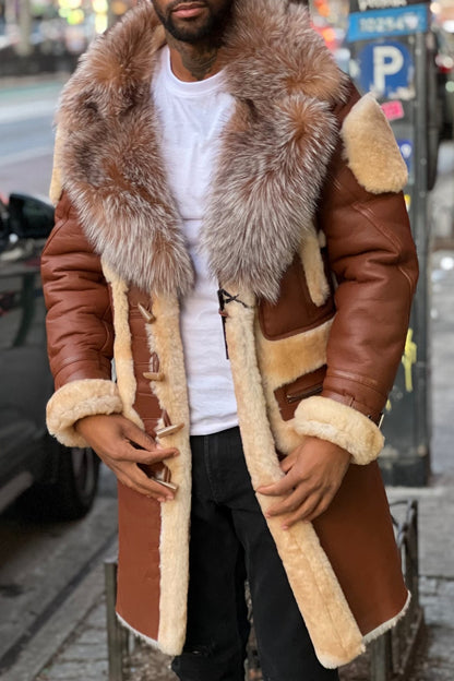 Faux Fur Patchwork Long Coat