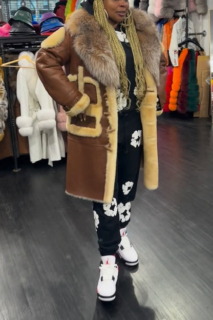 Faux Fur Patchwork Long Coat