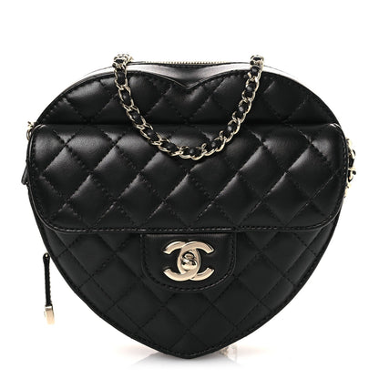 CC In Love Heart Lambskin Quilted Bag