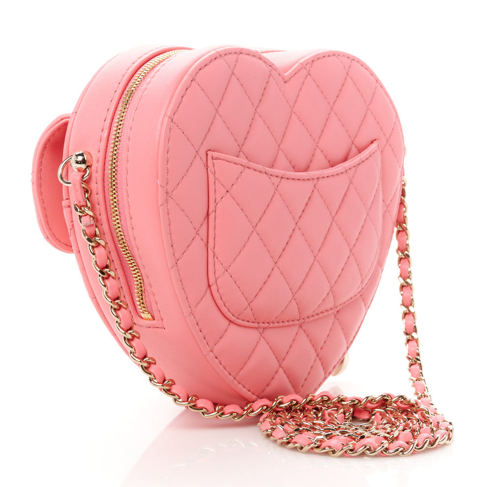 CC In Love Heart Lambskin Quilted Bag