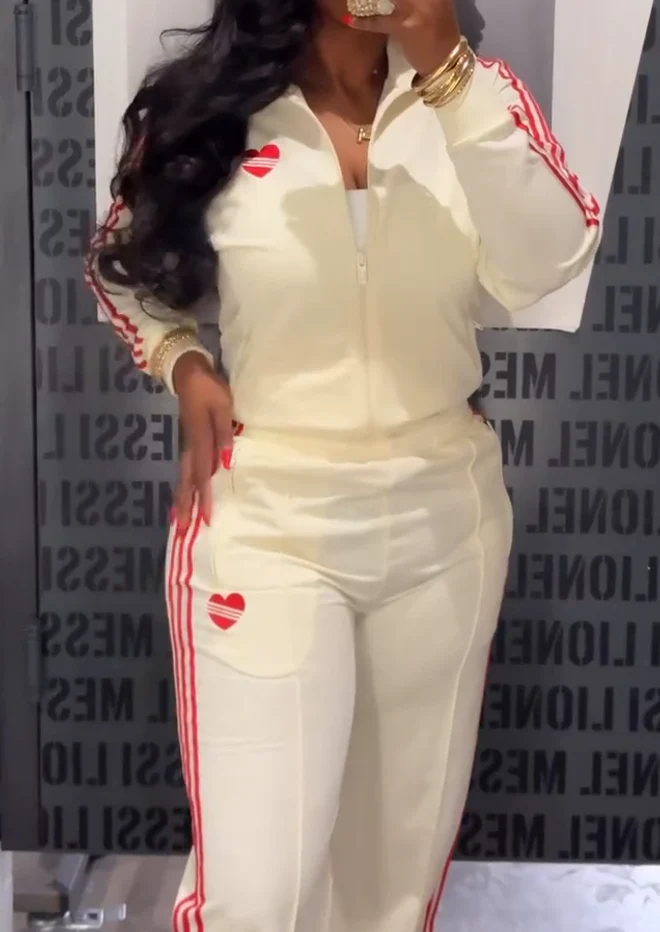 Off-white and Red Color-blocked Tracksuit