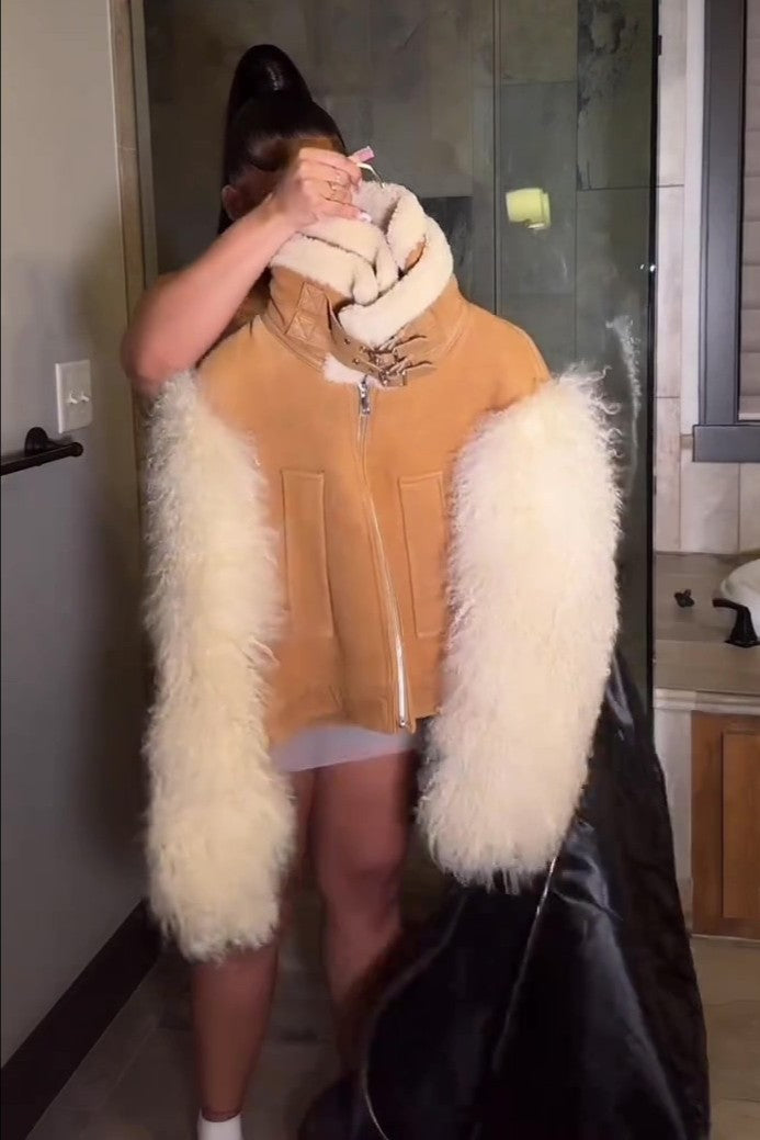 Faux Fur Cropped Bomber Jacket