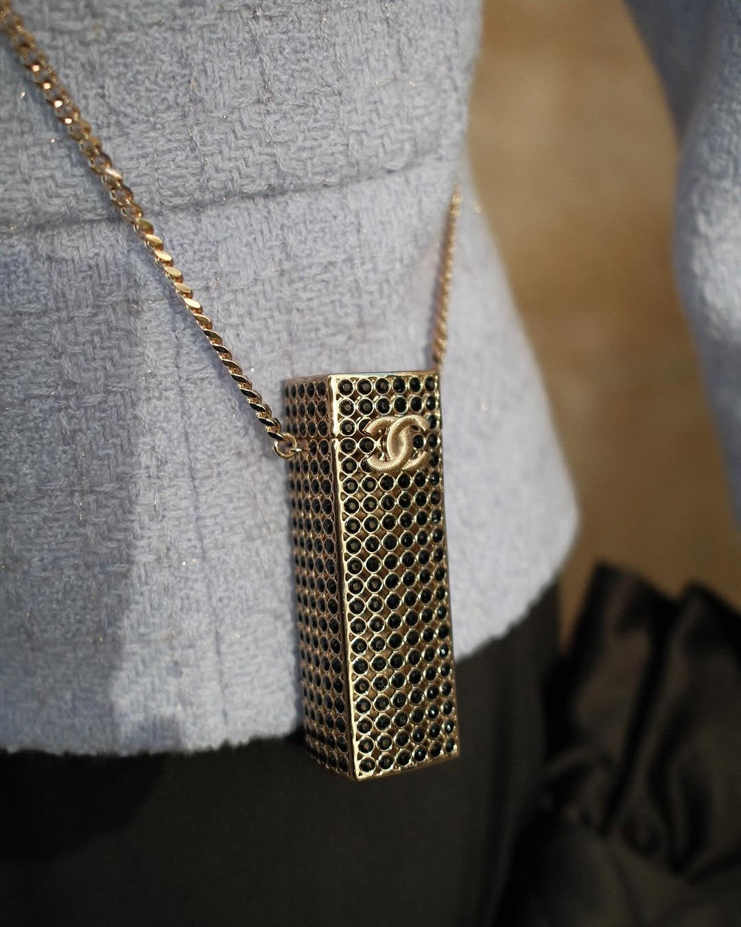 Double C Gold Hardware Crossbody Lipstick Bag