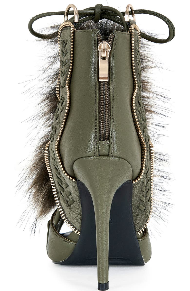 Faux Fur Open Toe Bootie