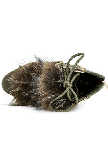 Faux Fur Open Toe Bootie