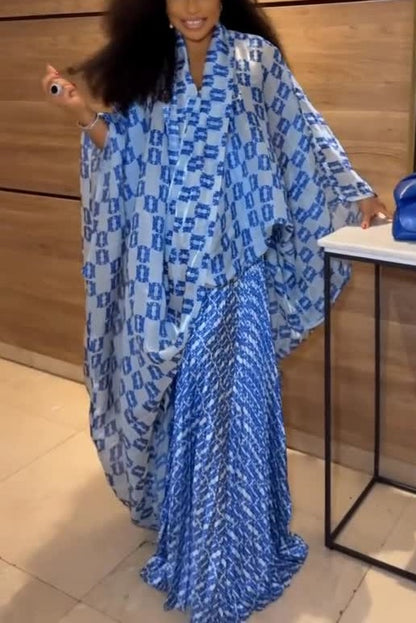 Elegant Loose-fitting Robe and Skirt Set