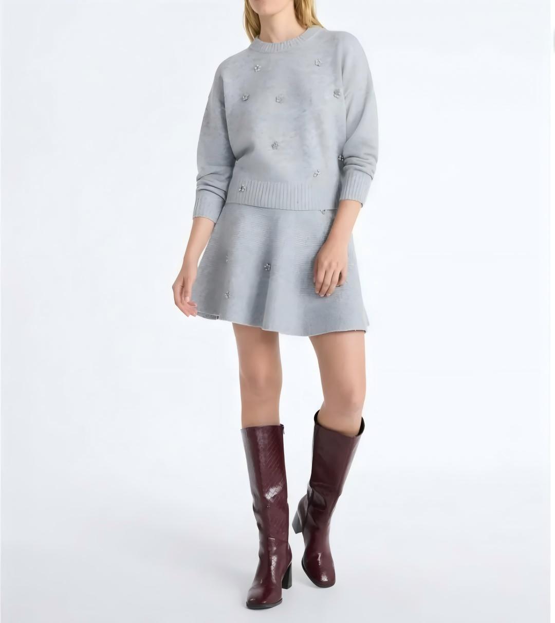 Crystal-embellished Sweater Dress Set