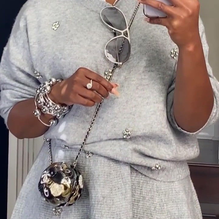 Crystal Ball Mini Metallic Crossbody Bag