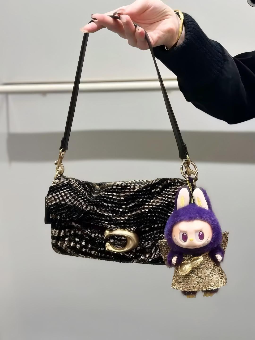 Black rhinestone patterned underarm crossbody bag
