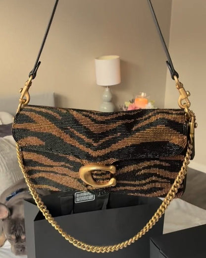 Black rhinestone patterned underarm crossbody bag