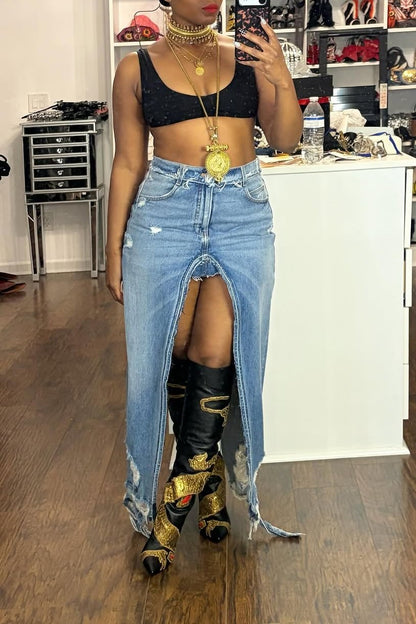 Show Off Handcrafted Denim Skirt