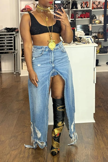 Show Off Handcrafted Denim Skirt