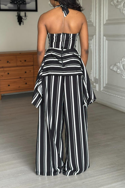 Linen Sleeveless Wide-leg Pants Two-piece Set