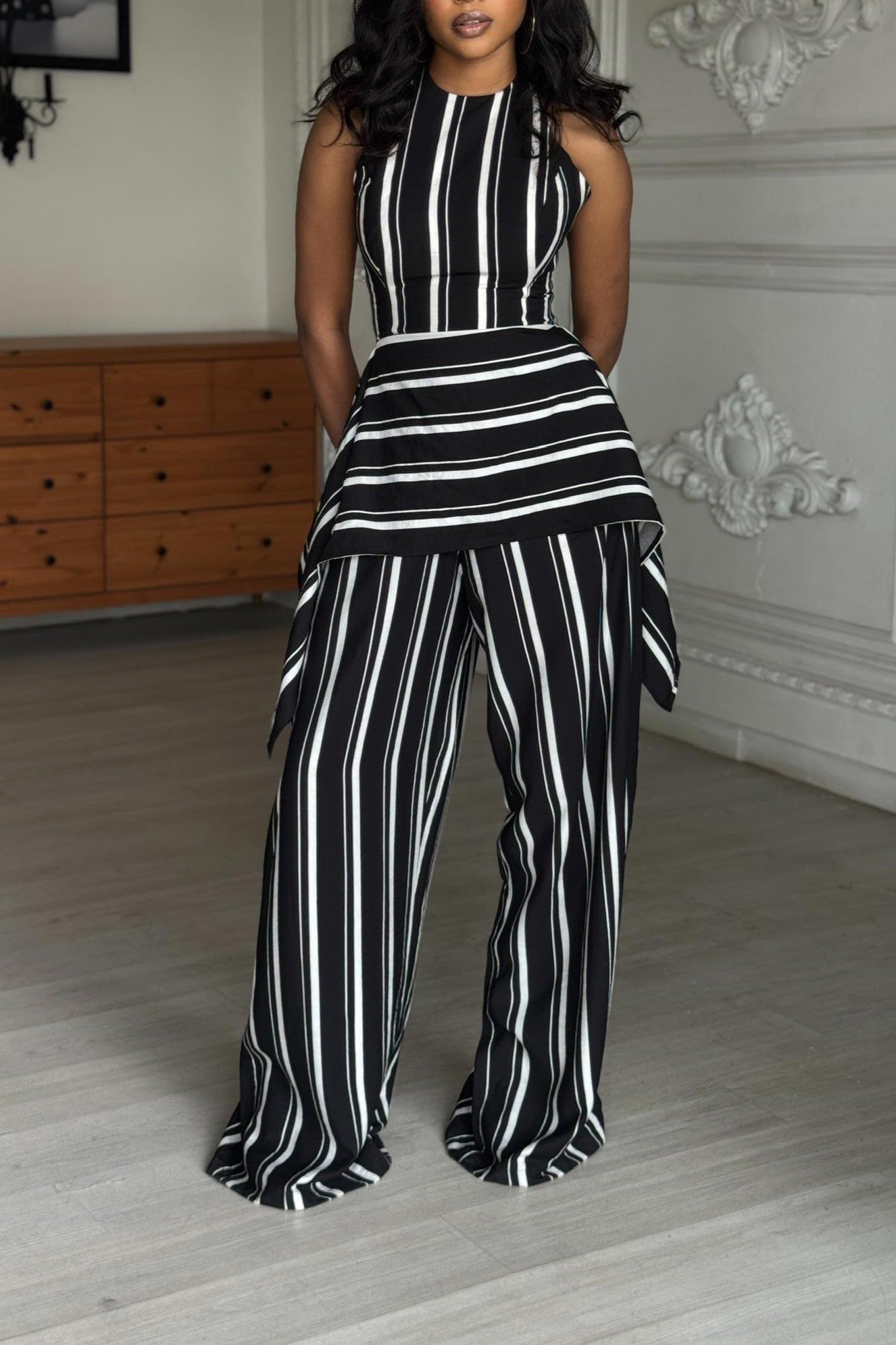 Linen Sleeveless Wide-leg Pants Two-piece Set