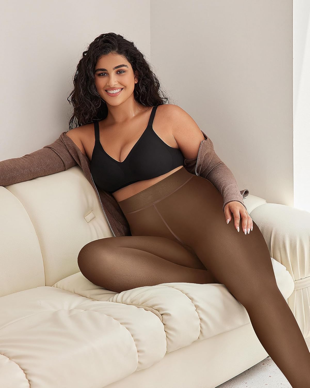 Fleece Lined High Waisted Footed Leggings