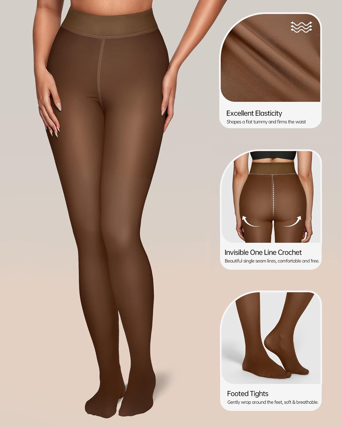 Fleece Lined High Waisted Footed Leggings