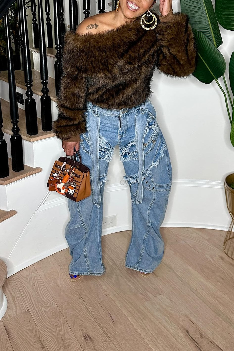 Deconstruct Baggy Jeans In Blue