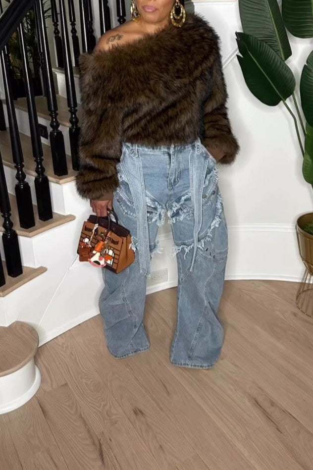 Deconstruct Baggy Jeans In Blue