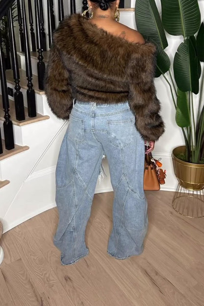 Deconstruct Baggy Jeans In Blue
