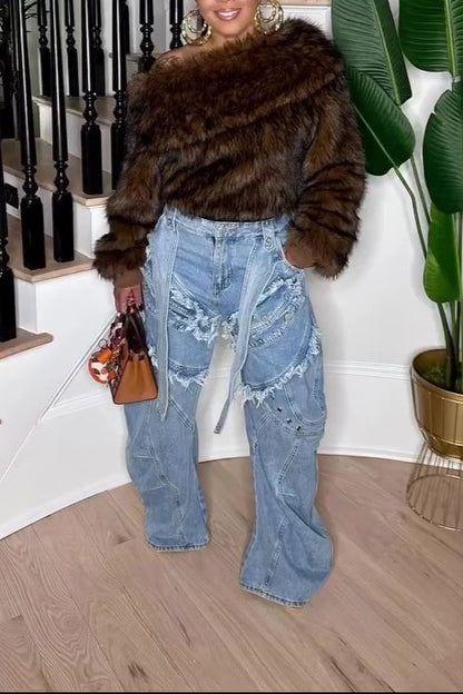 Deconstruct Baggy Jeans In Blue