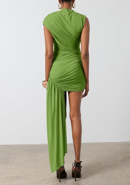 Ruched Irregular Bodycon Maxi Dress