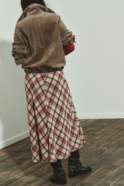 Linen striped midi skirt