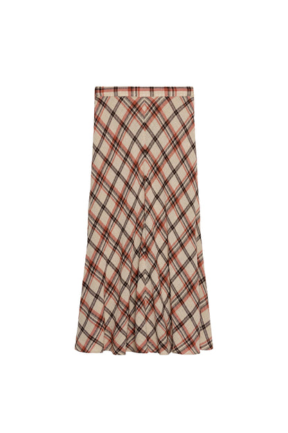 Linen striped midi skirt
