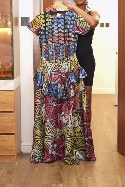 Gradient Pleated Hem Maxi Dress