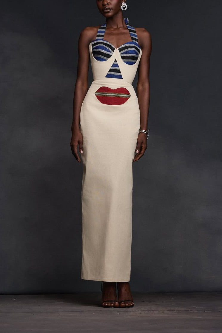 Face-shaped Design Slip Dress