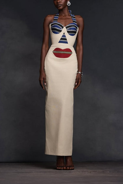Face-shaped Design Slip Dress