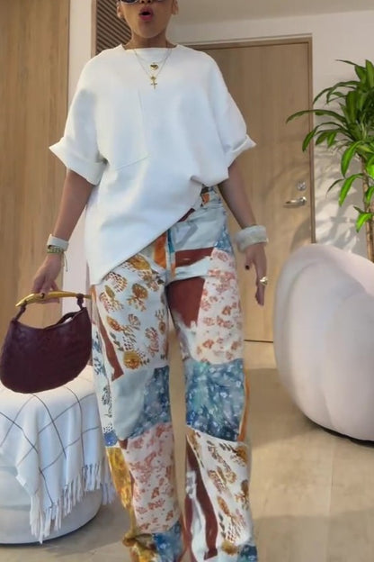 Exquisite Patchwork Denim Jeans