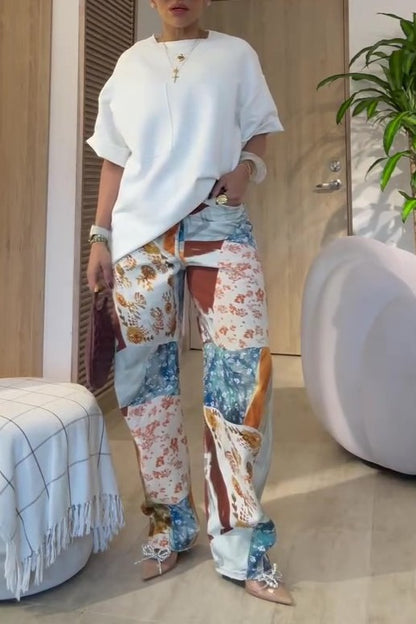 Exquisite Patchwork Denim Jeans