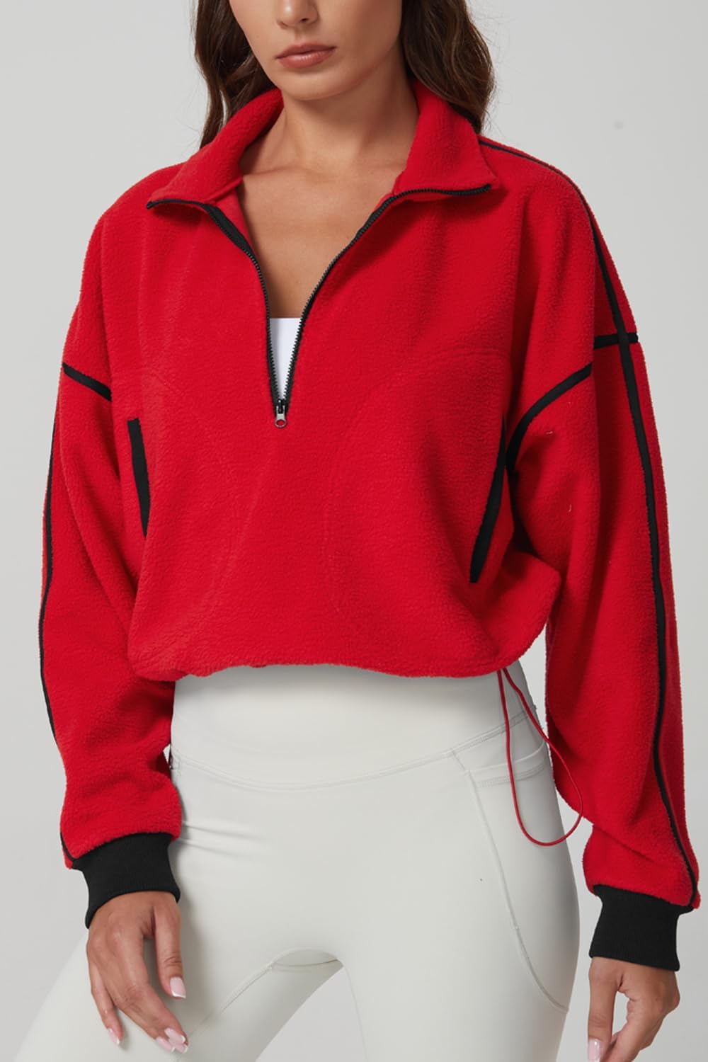 Cropped Sherpa Sweatshirt and Yoga Pants Set
