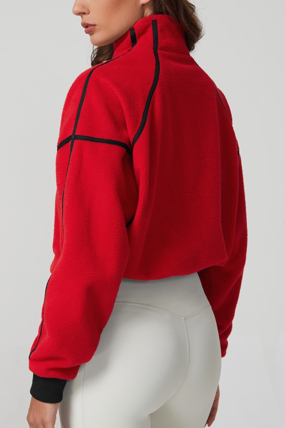 Cropped Sherpa Sweatshirt and Yoga Pants Set