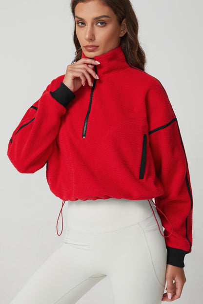 Cropped Sherpa Sweatshirt and Yoga Pants Set