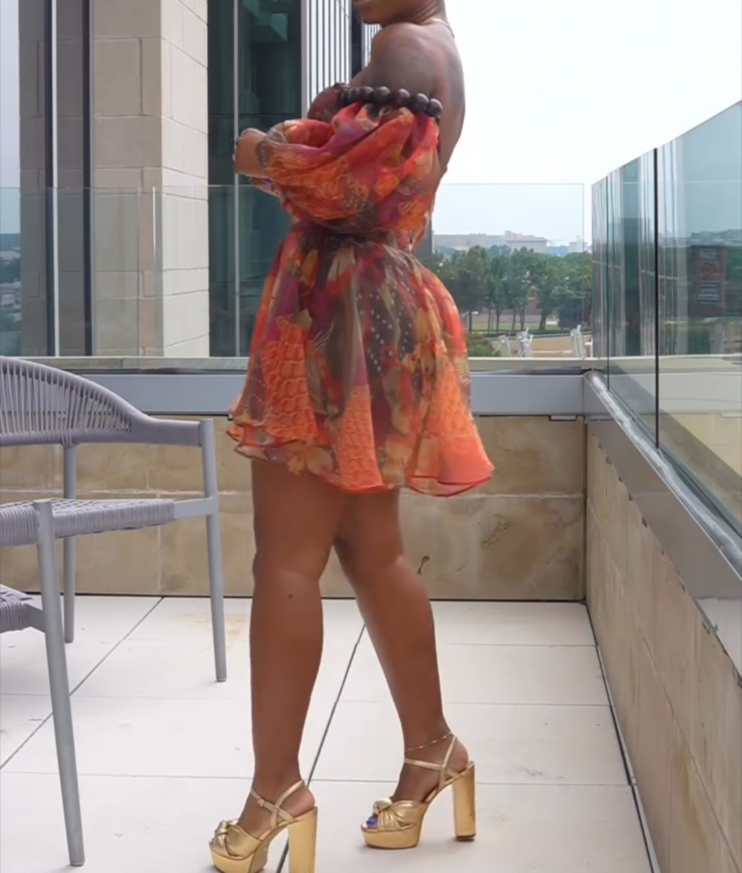 Printed  Mesh Mini Dress