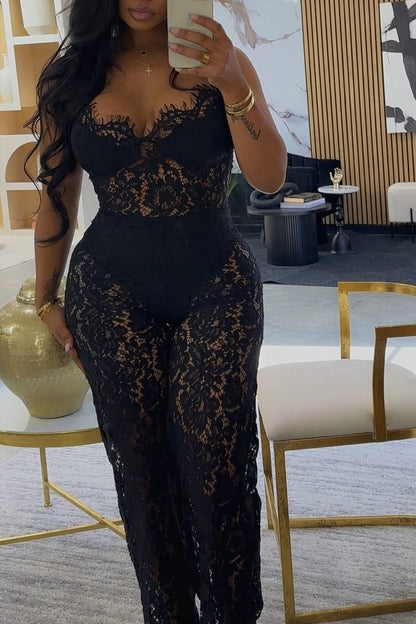 Flirting In Lace Jumpsuit