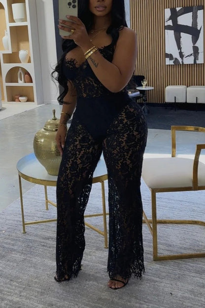 Flirting In Lace Jumpsuit