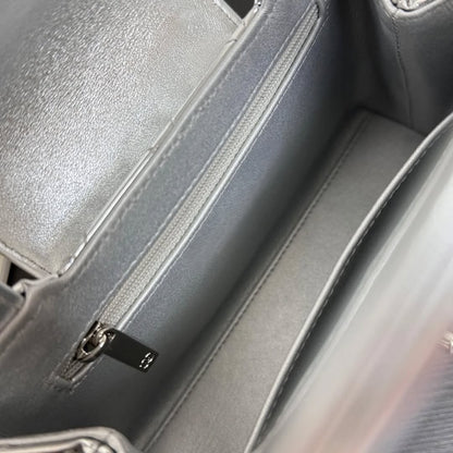 Double C handle leather handbag Silver in Leather